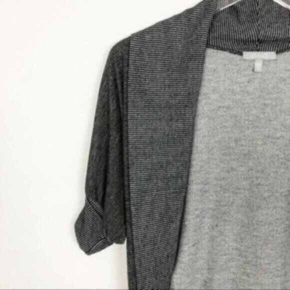 dELiA*s | Sweater Grey 3/4 Sleeves Stripe Open Front Shrug Size Small - Picture 3 of 5